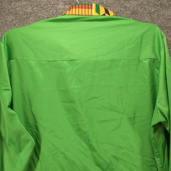 Zeroyaa Mens Button Front Shirt Green Small Printed Trim Pocket - Picture 6 of 12